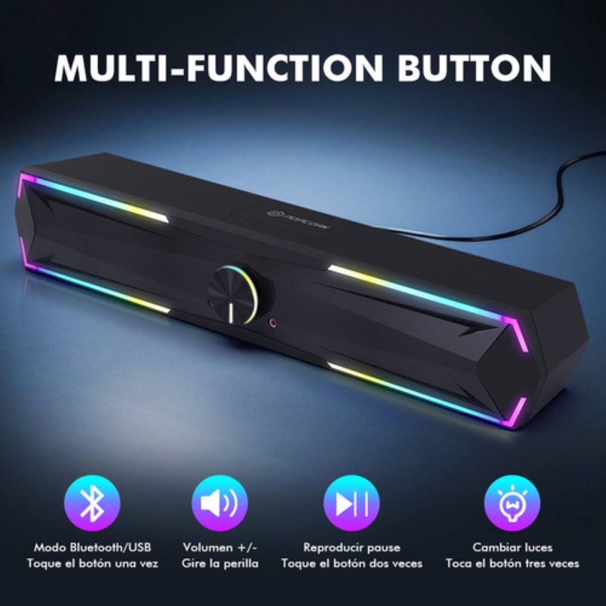 Bocinas Para Pc Laptop Computadora Gamer Rgb Con Micrófono negro