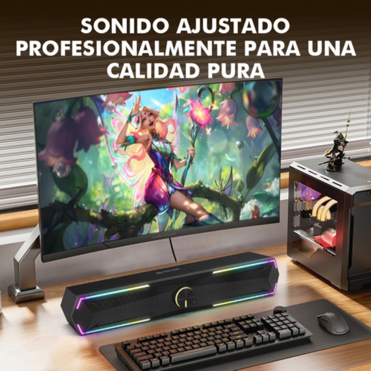 Bocinas Para Pc Laptop Computadora Gamer Rgb Con Micrófono negro