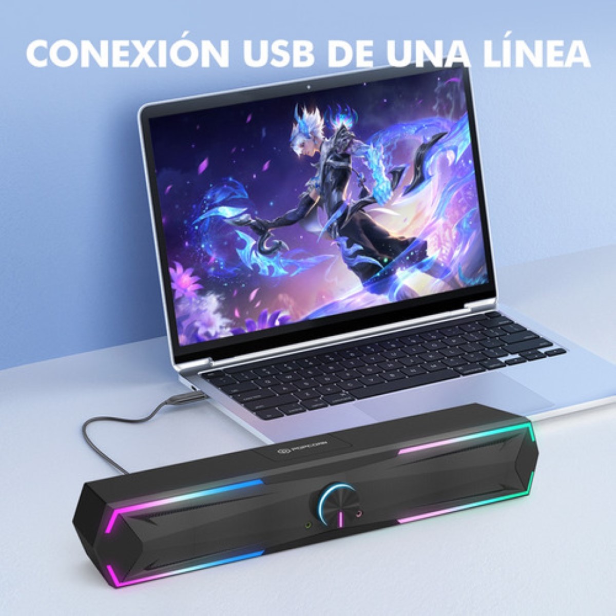 Bocinas Para Pc Laptop Computadora Gamer Rgb Con Micrófono negro