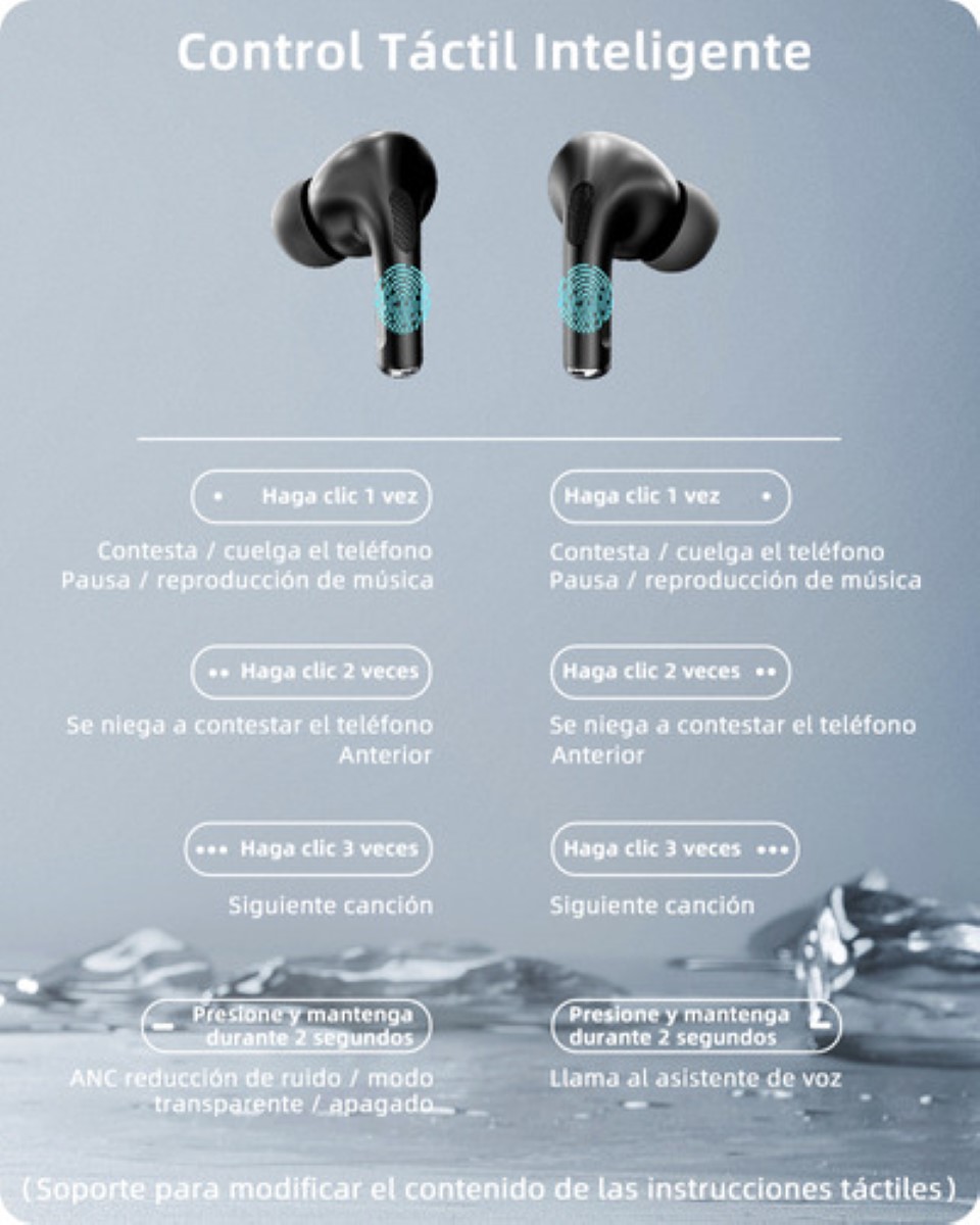 Smart Pantalla Audífonos Bluetooth 5.4 Anc Auriculares App negro