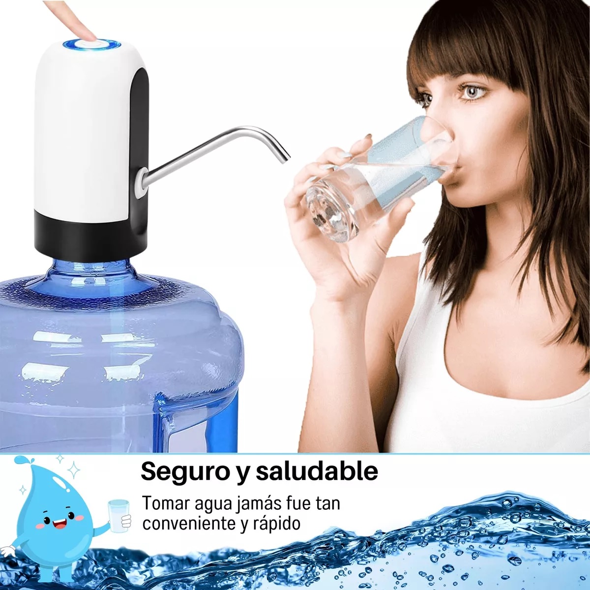 Dispensador De Agua Eléctrico Recargable Bomba De Agua 3 Piezas