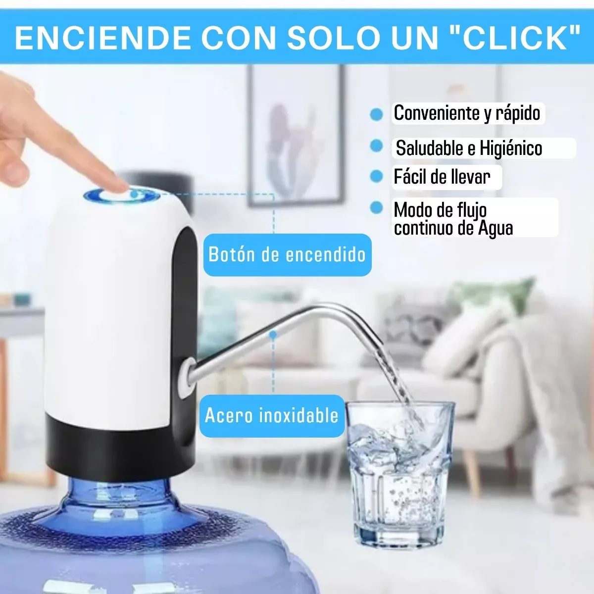 Dispensador De Agua Eléctrico Recargable Bomba De Agua 3 Piezas