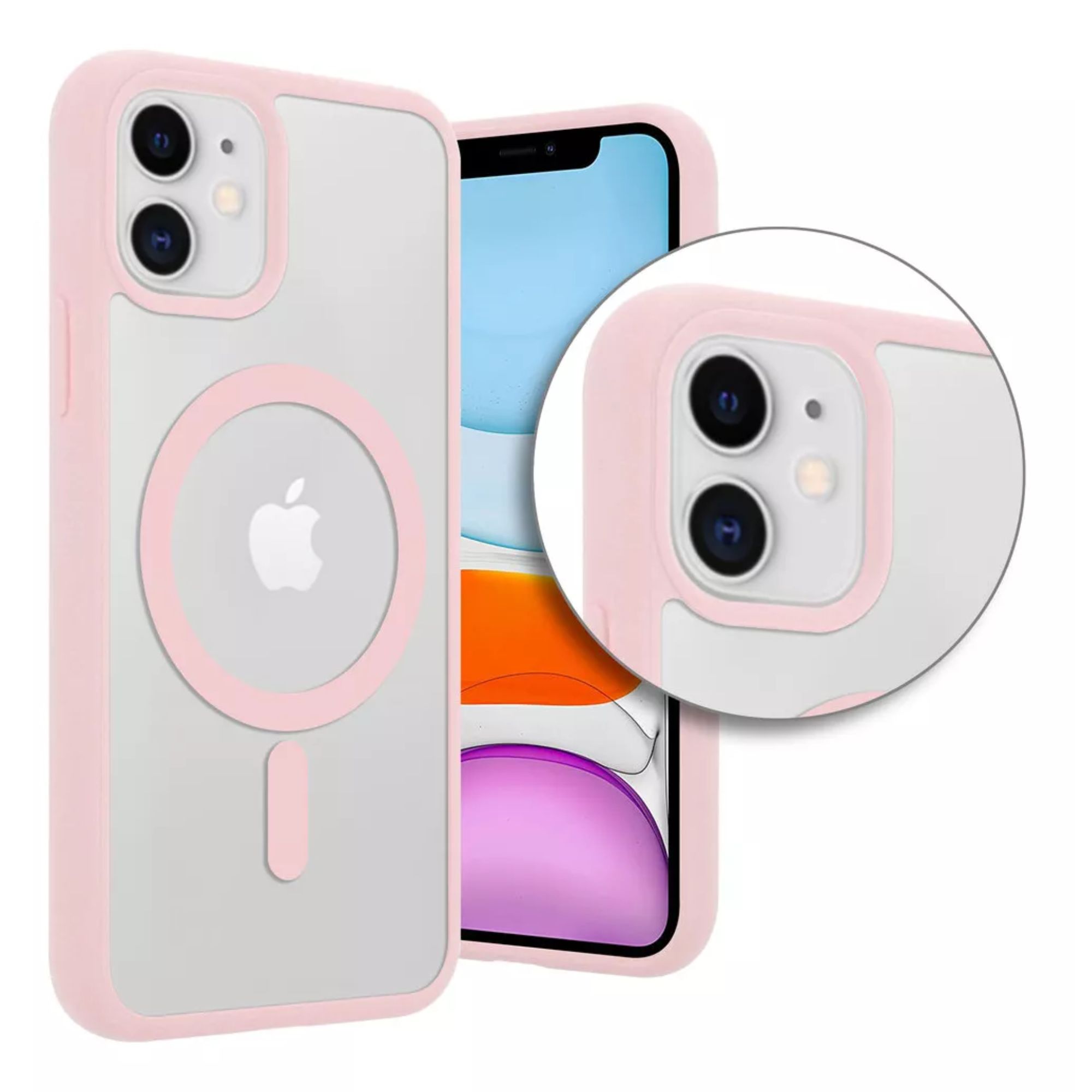 Funda Para iPhone Magsafe Uso Rudo + Cargador Inalámbrico  Iphone 13 pro max Color Rosa 