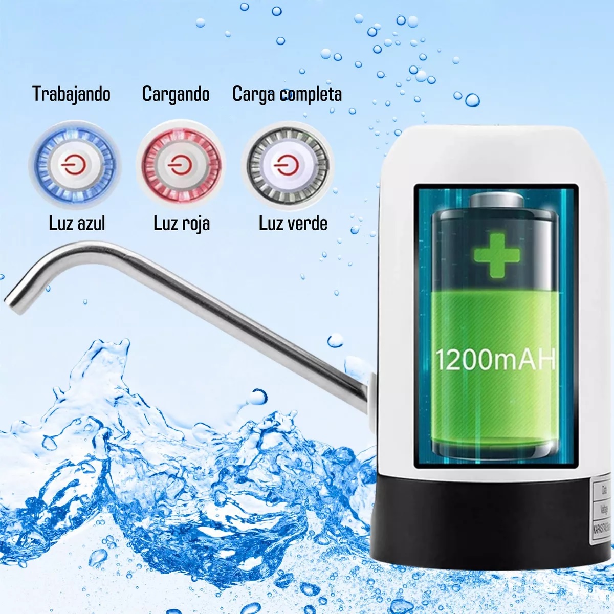 Dispensador De Agua Eléctrico Recargable Bomba De Agua 3 Piezas