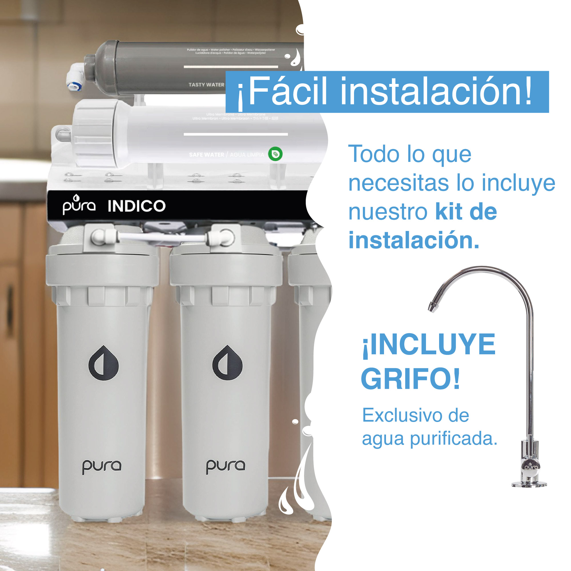 Filtro Purificador Agua 5 Etapas Bajo Tarja +magnesio +salud
