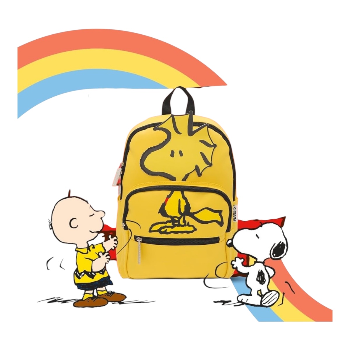 Mochila Mini Snoopy Edicion Limitada Woodstock  Color Amarillo Diseño De La Tela Lisa