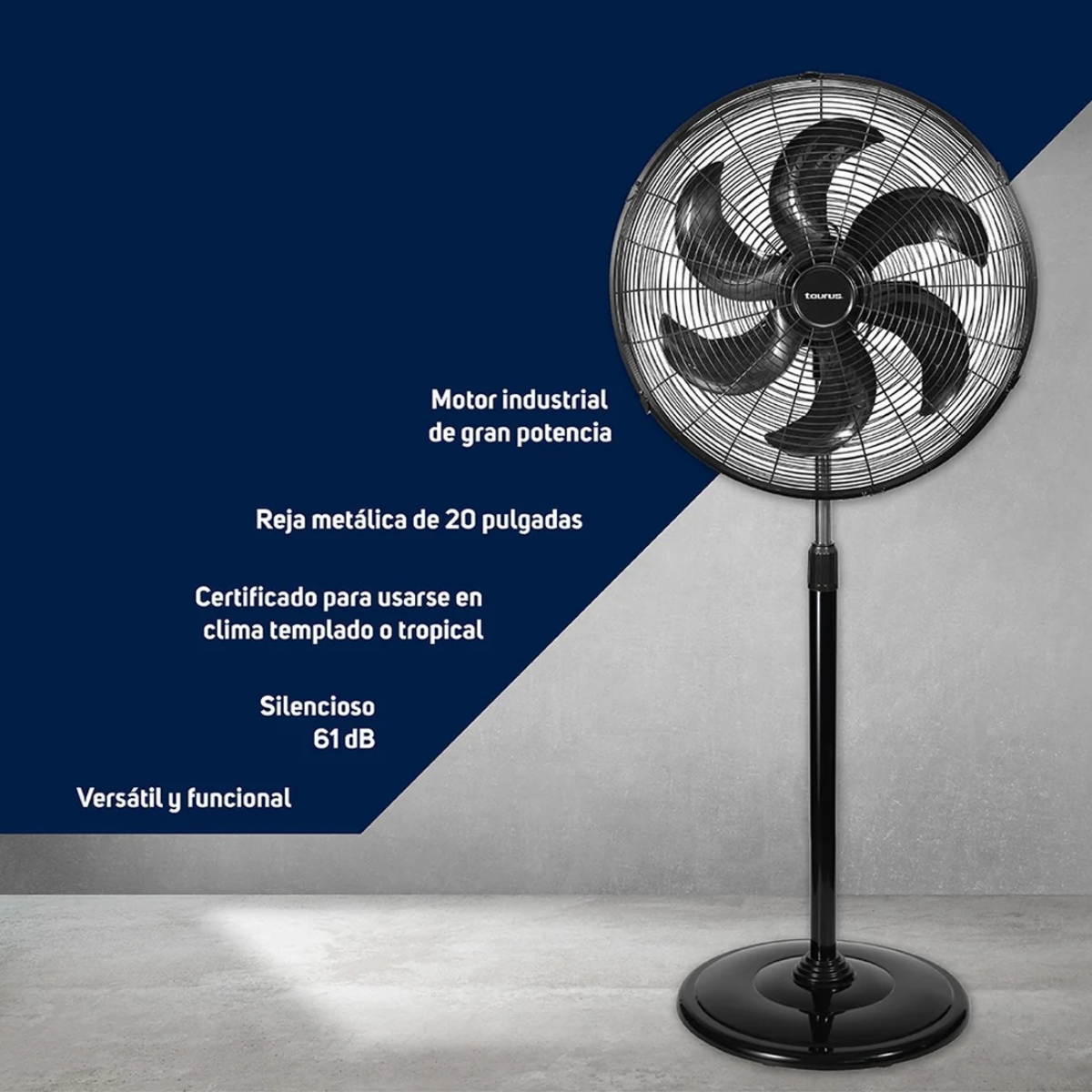 VENTILADOR TAURUS AIR FORCE 20" REJA METÁLICA 3 VEL ORT F6