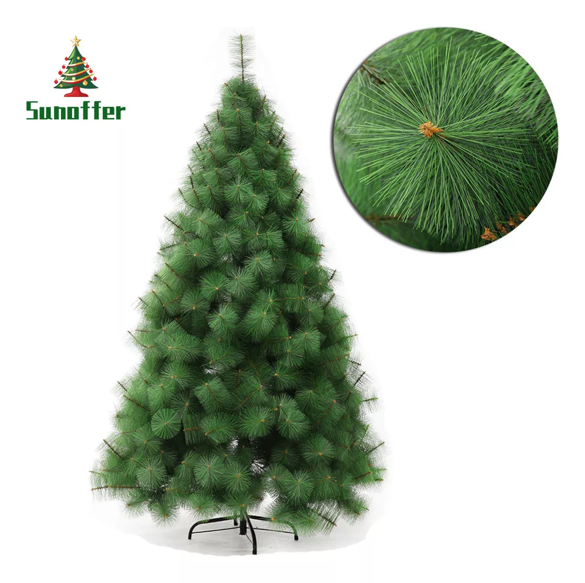 Árbol de Navidad Pino de Navidad Artificial Agujas de Pino Color Verde Denso Frondoso 1.83 m y 260 Ramas