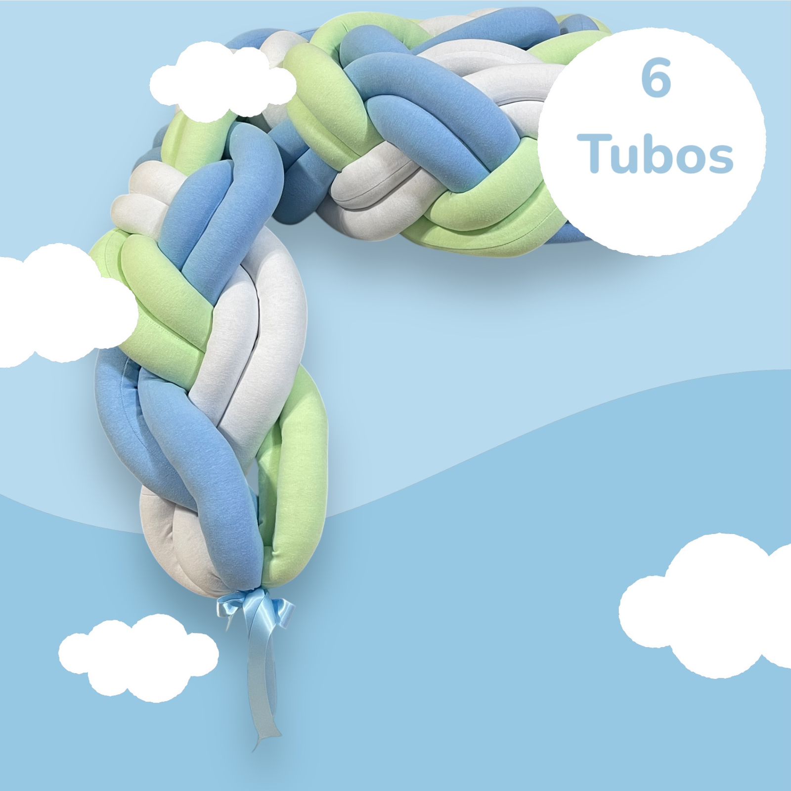 Protector de Cuna Bebé  6 tubos 4 mts 