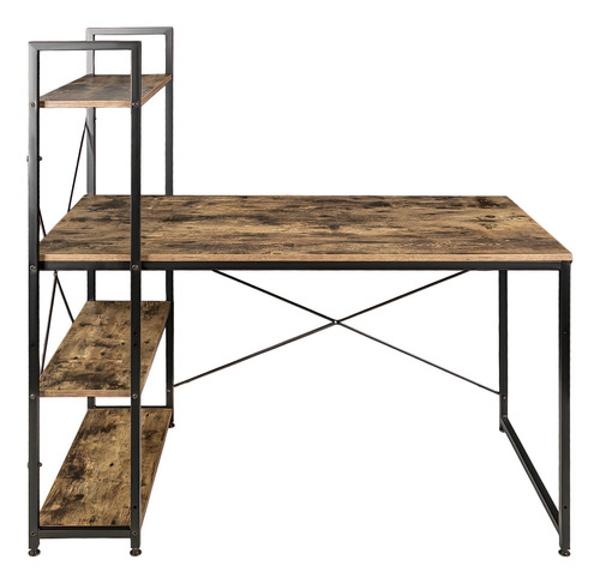 Set Escritorio Minimalista + Librero 4 Repisas Madera Acero