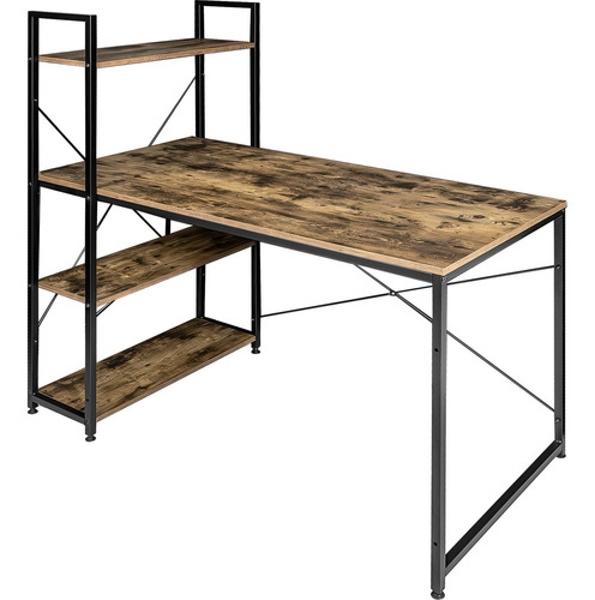 Set Escritorio Minimalista + Librero 4 Repisas Madera Acero