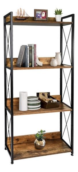 Set Escritorio Minimalista + Librero 4 Repisas Madera Acero