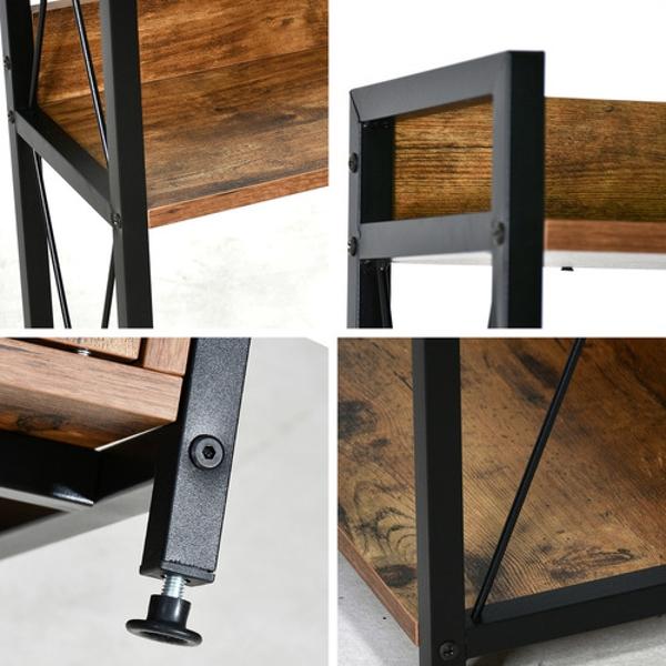 Set Escritorio Minimalista + Librero 4 Repisas Madera Acero