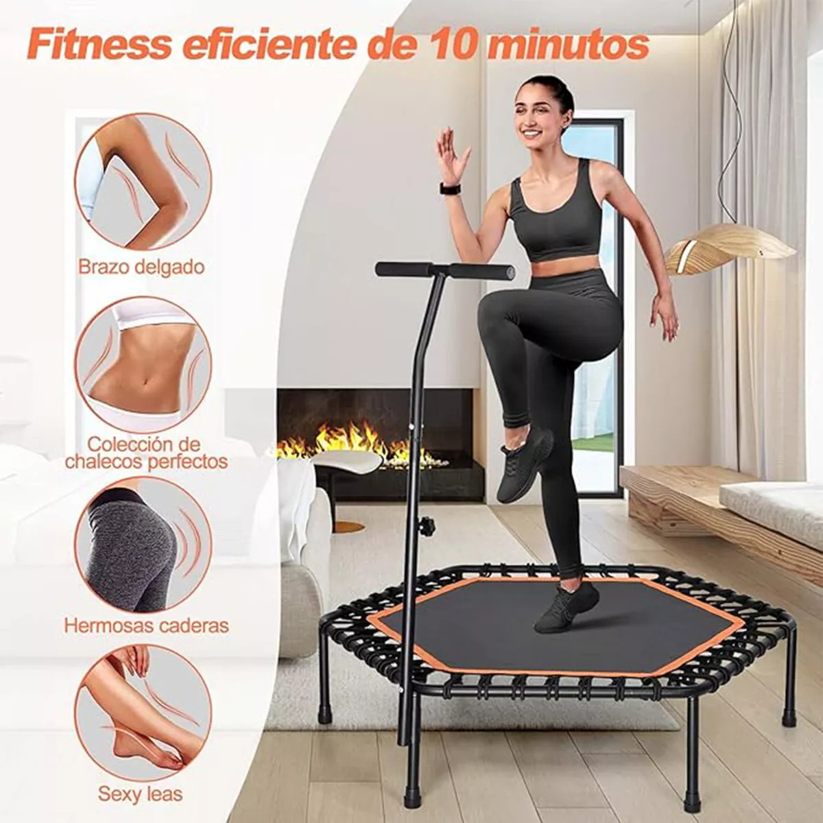 Trampolín Para Ejercicio Mini Fitness Brincolín 48 Pulgadas Naranja