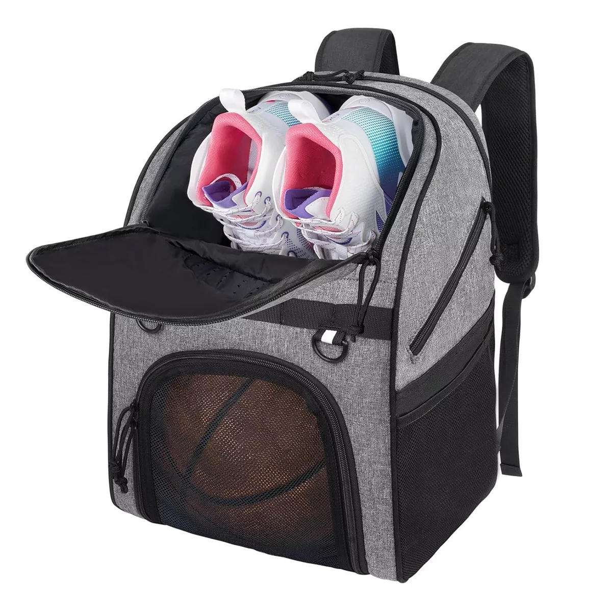 Mochila Deportiva Compartimentos Para Zapatos, Baloncesto Gris