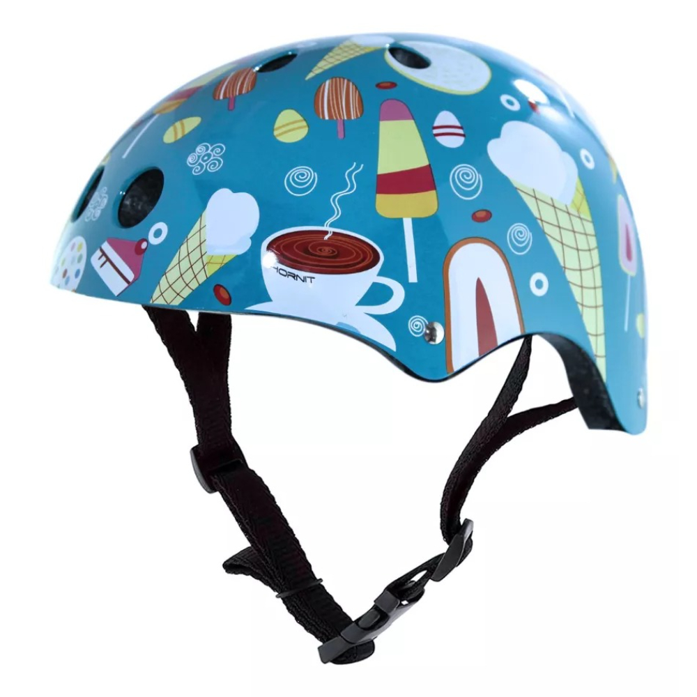 Casco Hornit Infantil Ice Creams Mediano 53-58 cm Luz Led Azul Niños Ciclismo