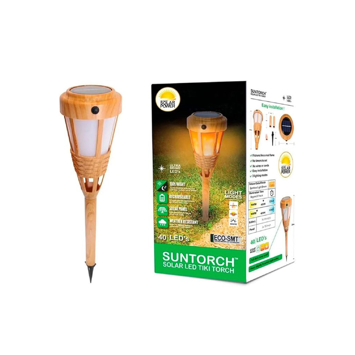 Ilios Innova 4 Lámparas solares 40 leds tipo antorcha tiki