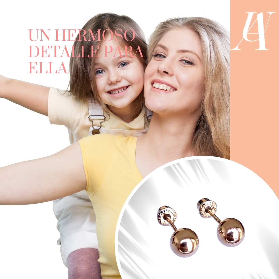 Aretes Dormilonas Authshine Oro amarillo 14 kilates 4mm mujer