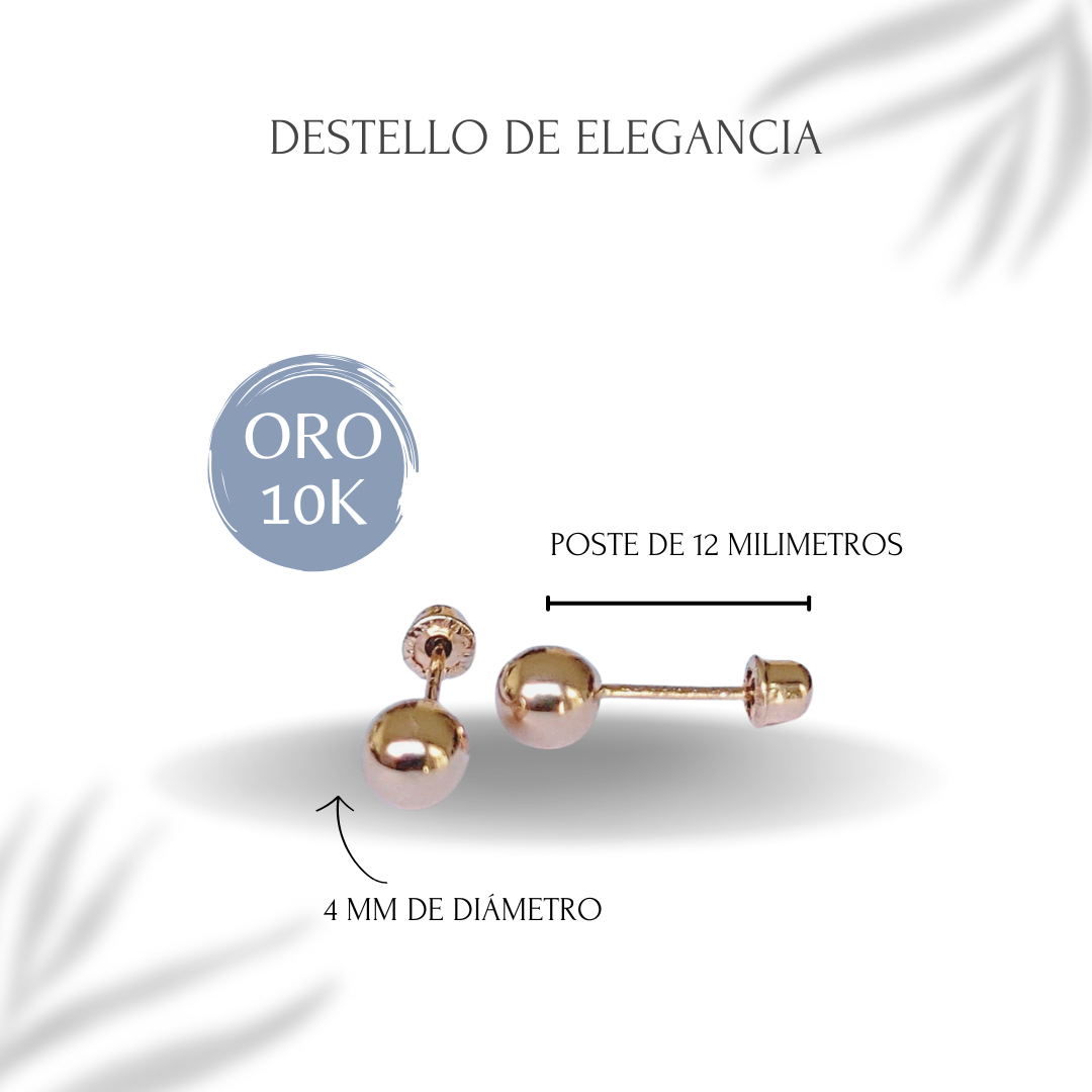 Aretes Dormilonas Authshine Oro amarillo 14 kilates 4mm mujer