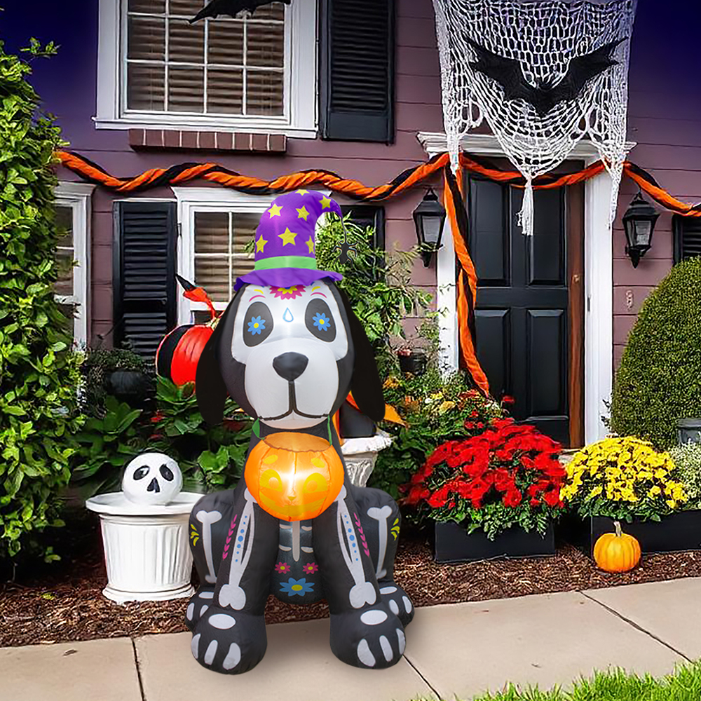 Inflable De Halloween Perro Catrin 1.8mts Con Luz Decorativo Exterior