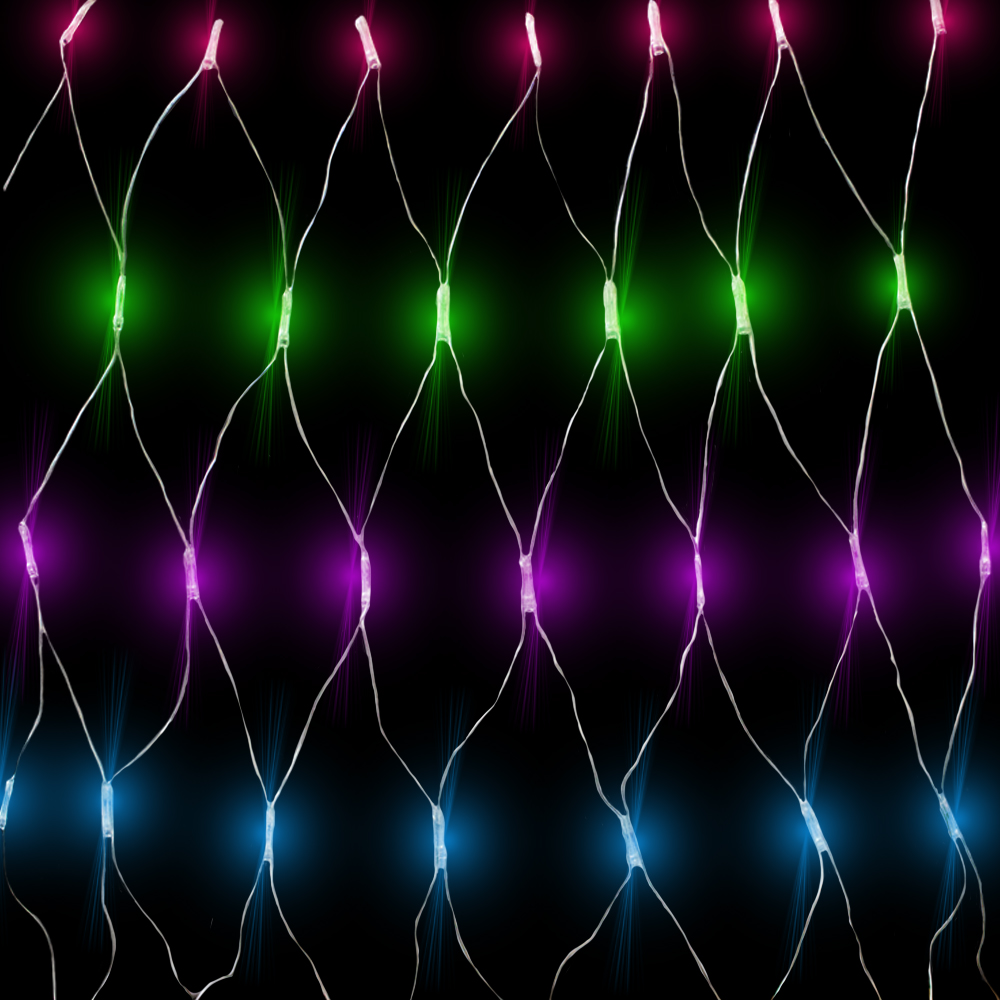 Serie tipo Red Luces LED Multicolor 320 focos cable Transparente 8 Funciones 300cm
