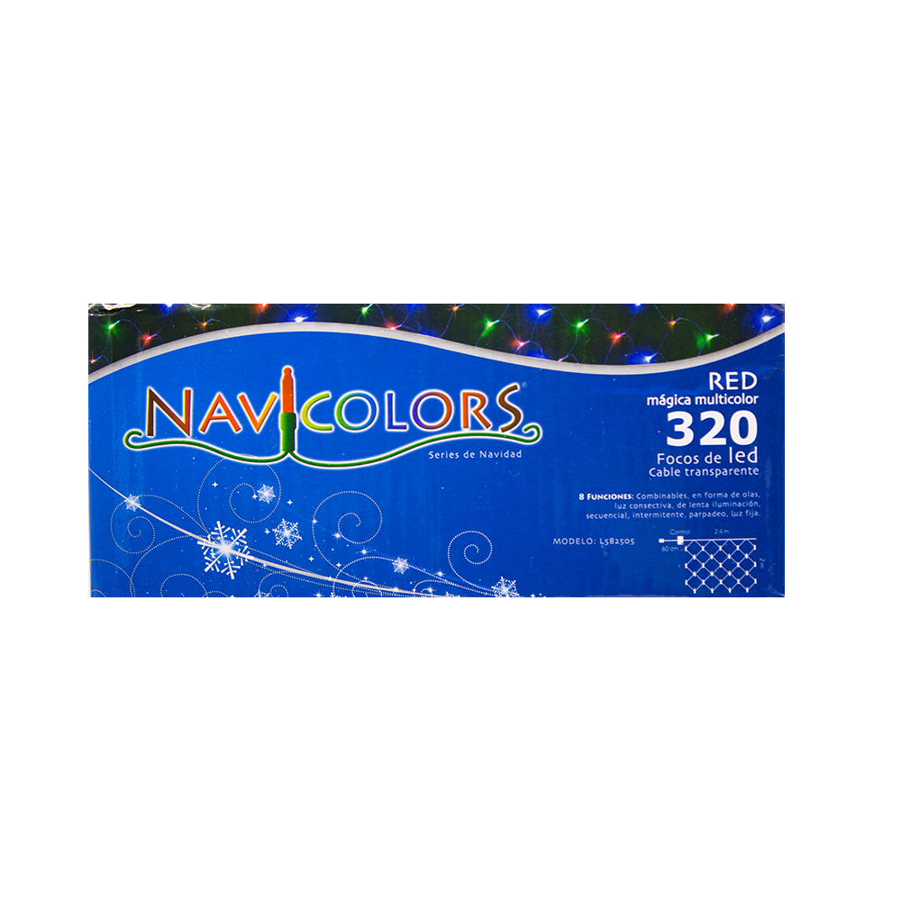 Serie tipo Red Luces LED Multicolor 320 focos cable Transparente 8 Funciones 300cm