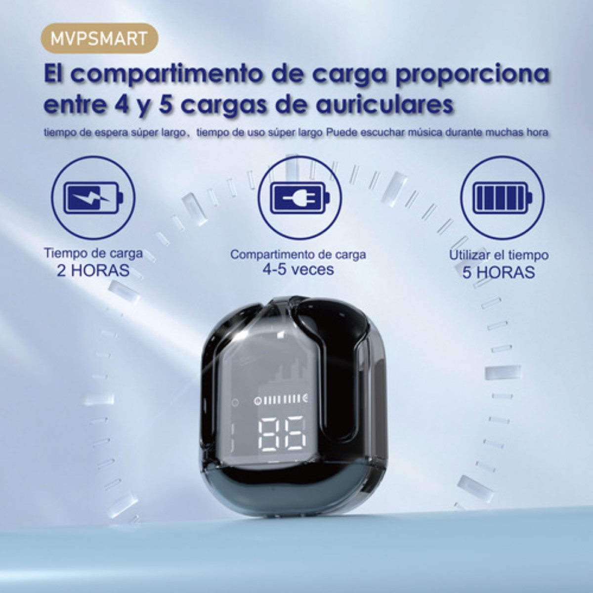 Audífonos Inalámbricos Bluetooth Transparente Auriculares negro