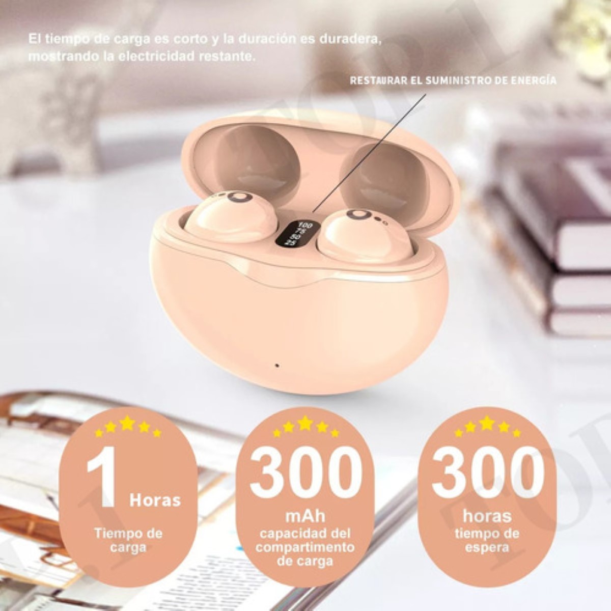Audífonos Invisibles Verdaderamente Inalámbricos Con Bt 5.3 beige