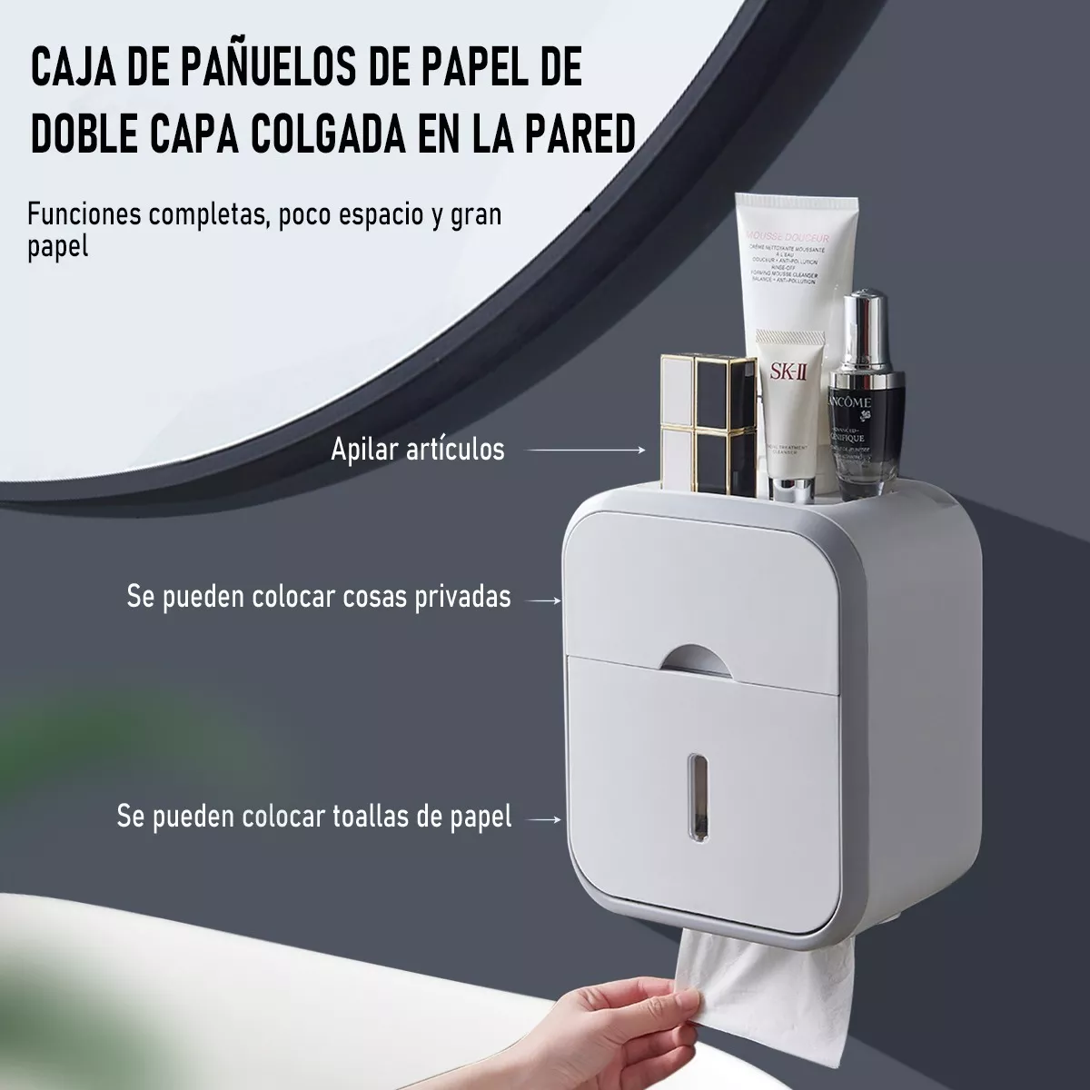 Despachador Dispensador De Papel Higienico Con Soporte Cajon