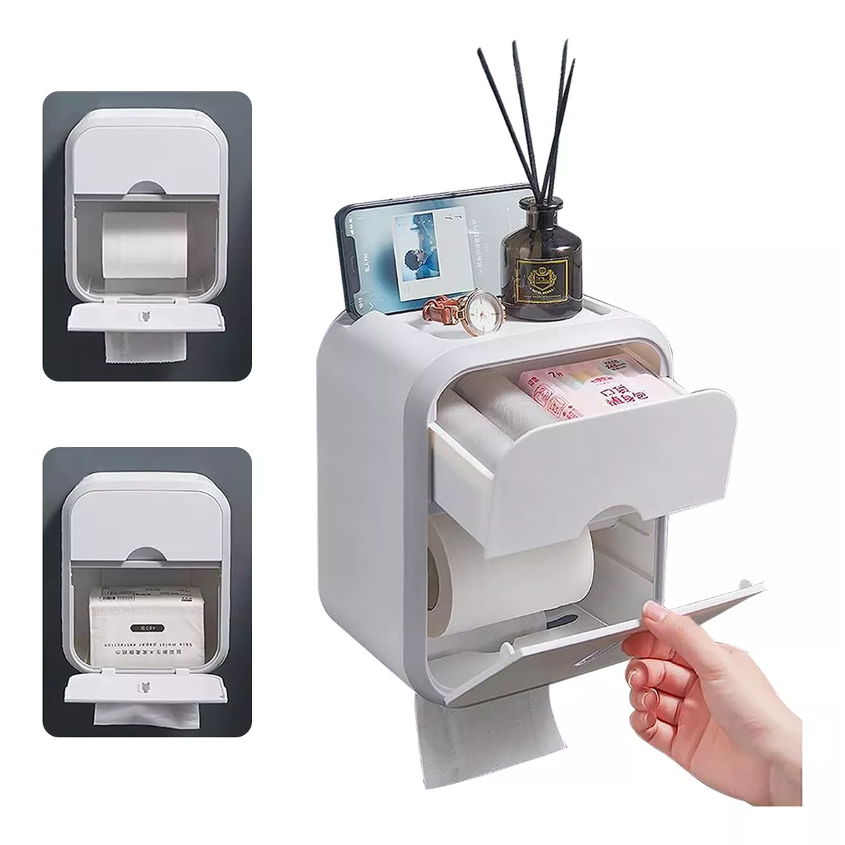 Despachador Dispensador De Papel Higienico Con Soporte Cajon