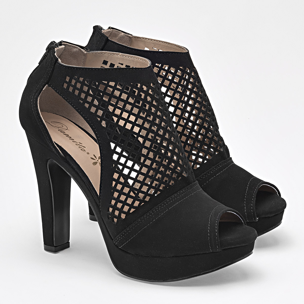 Damita Zapatilla Casual Mujer Tacon 11 cm Color Negro En Ante E9