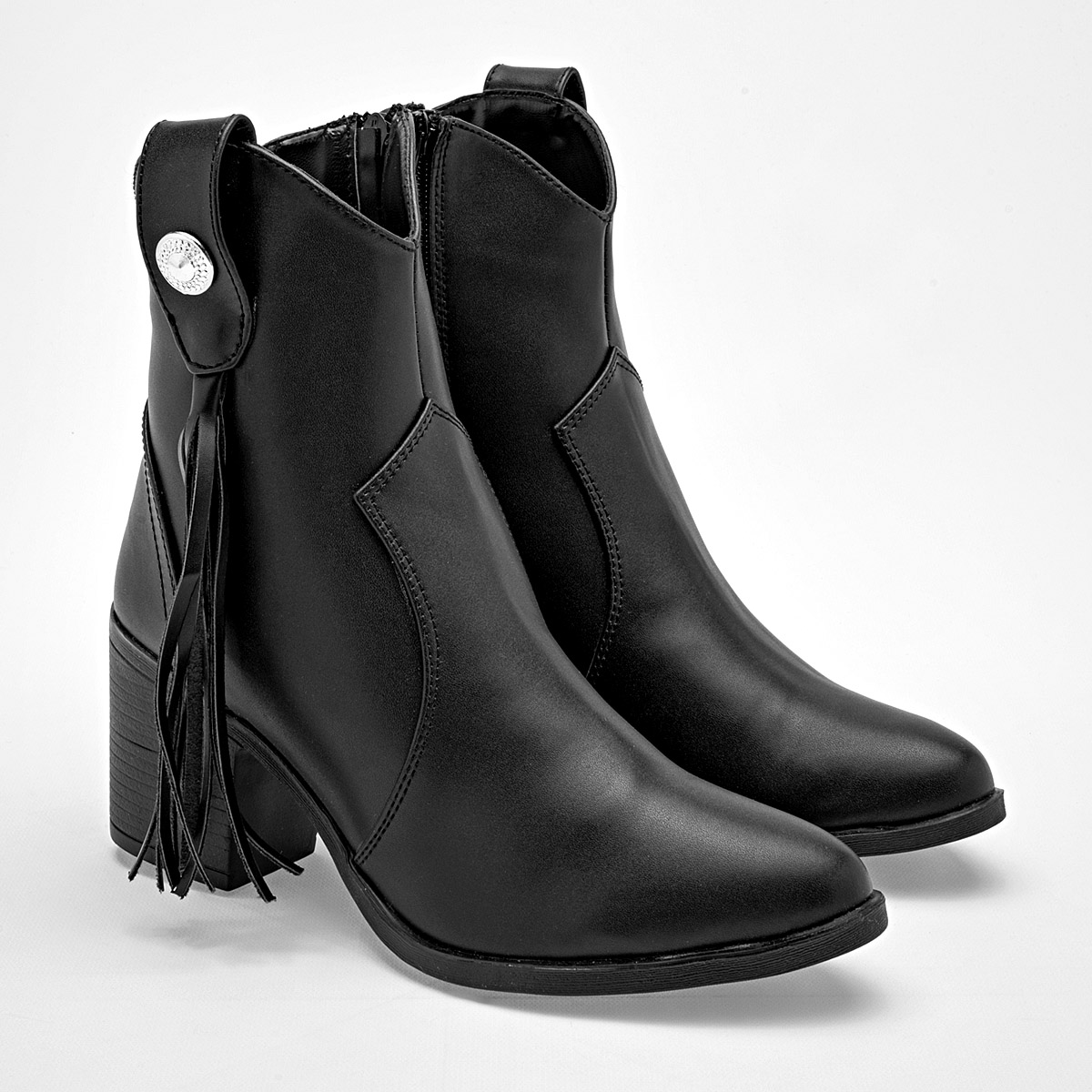 Giselle Botin Vaquero Mujer Tacon Cuadro 7cm Tubo 12cm Color Negro E9
