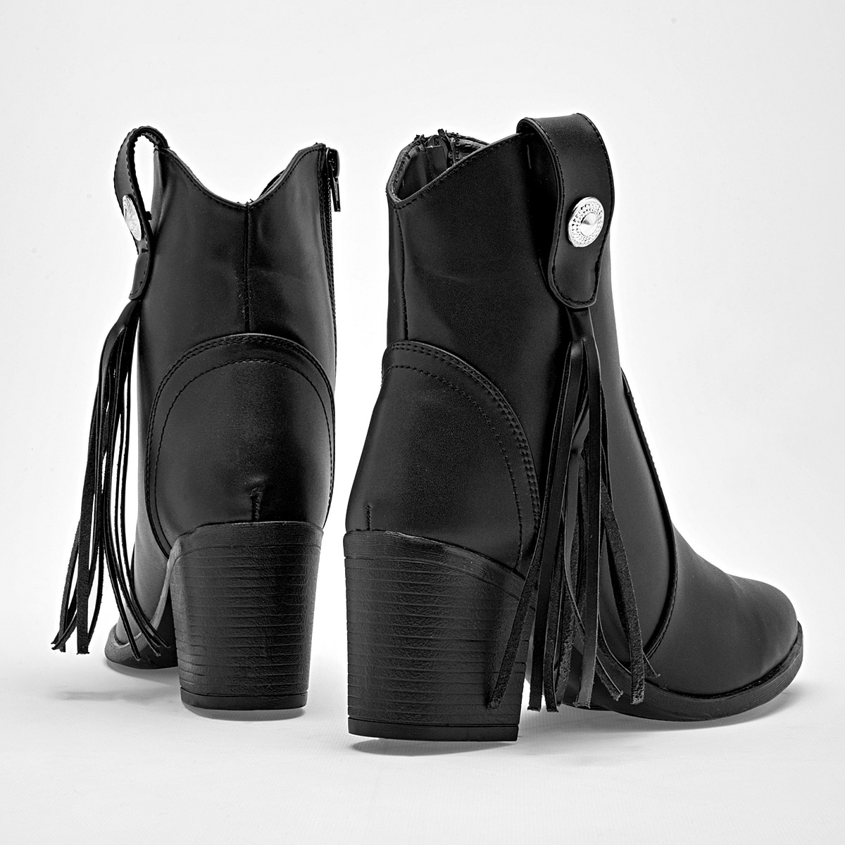 Giselle Botin Vaquero Mujer Tacon Cuadro 7cm Tubo 12cm Color Negro E9