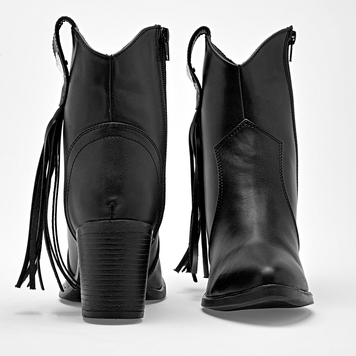 Giselle Botin Vaquero Mujer Tacon Cuadro 7cm Tubo 12cm Color Negro E9