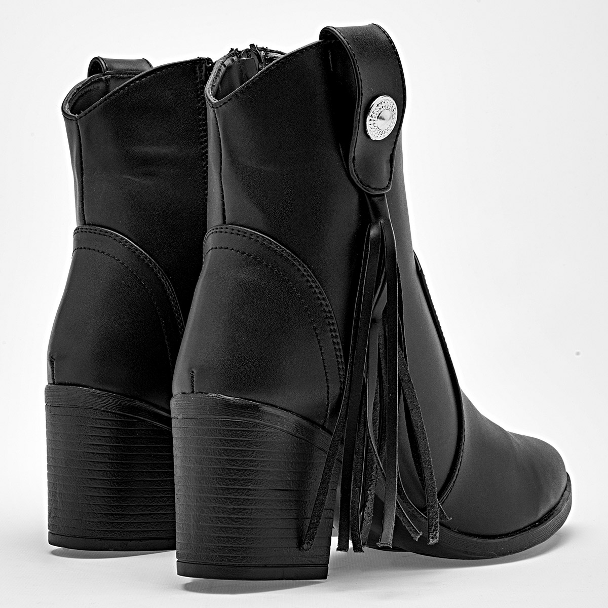 Giselle Botin Vaquero Mujer Tacon Cuadro 7cm Tubo 12cm Color Negro E9