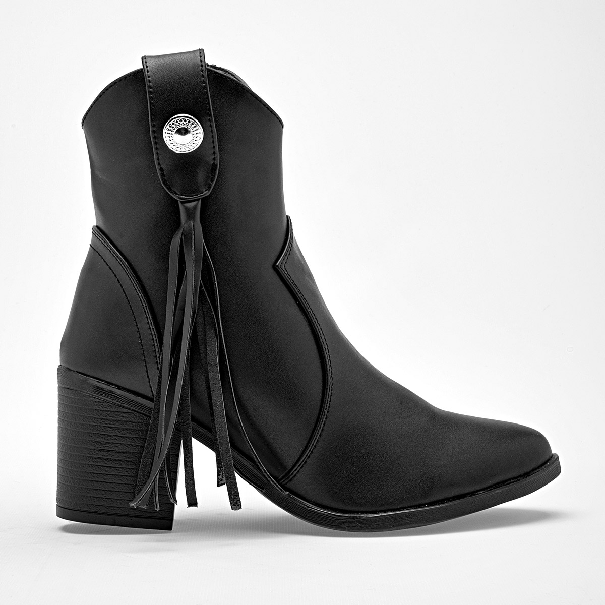 Giselle Botin Vaquero Mujer Tacon Cuadro 7cm Tubo 12cm Color Negro E9
