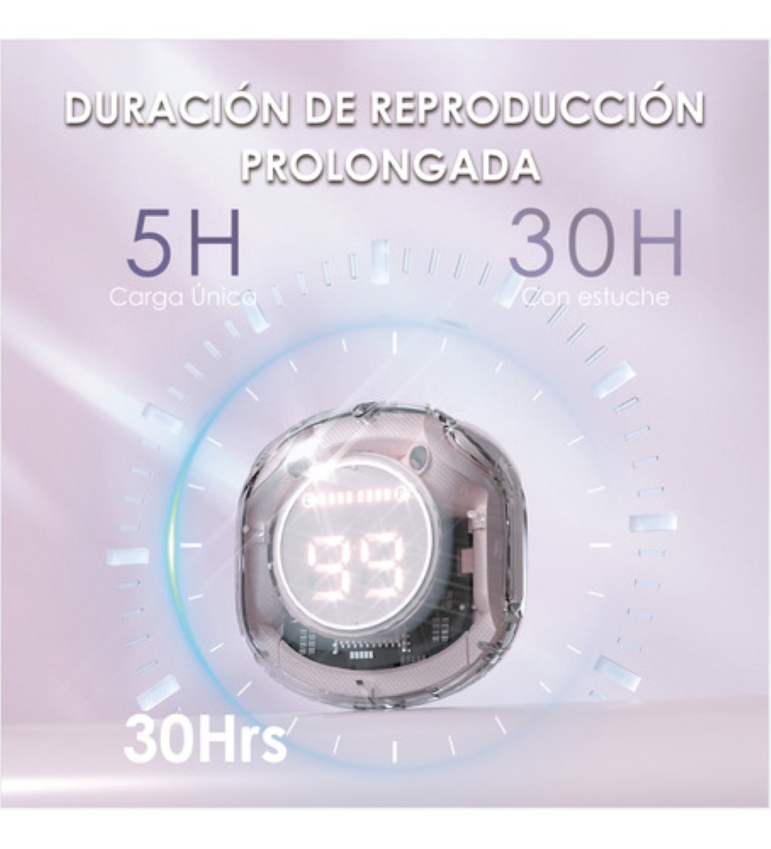 Audifonos Bluetooth Con Luz Rgb Para iPhone Android rosa transparente