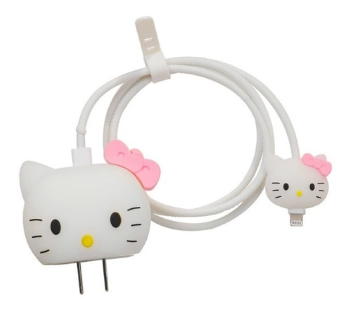 Protector Completo Para Cargador De iPhone Tipo C Dibujo 3d Hello Kitty blanco
