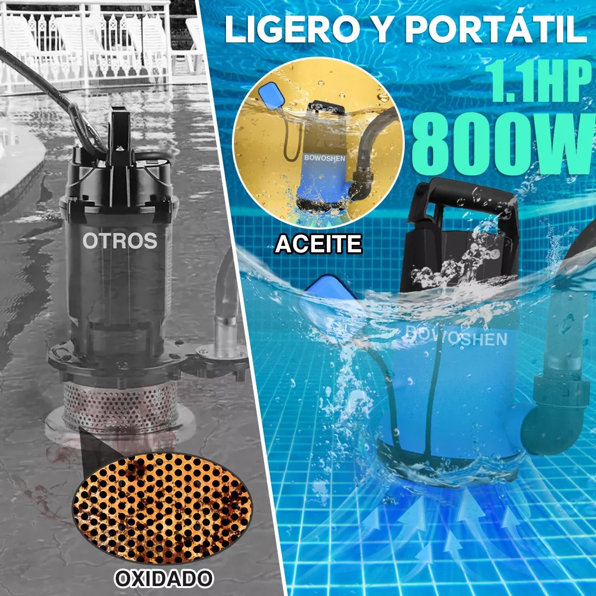 Bomba Sumergible 1.1hp Agua Limpia De 800w