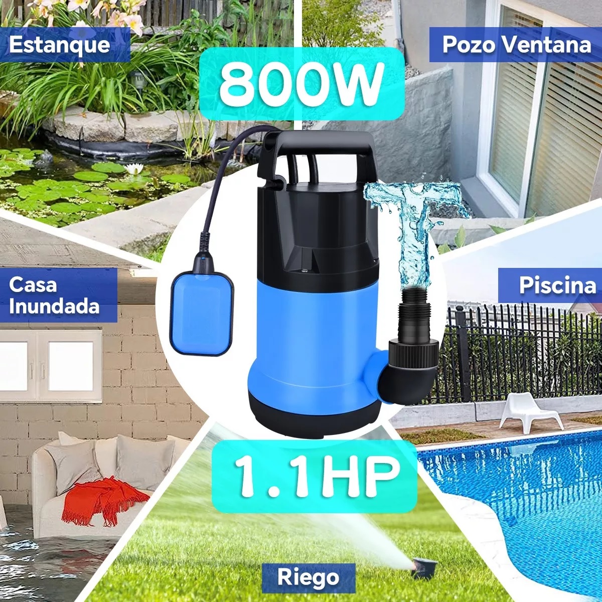 Bomba Sumergible 1.1hp Agua Limpia De 800w