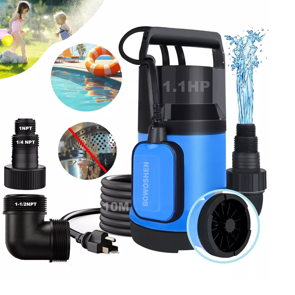 Bomba Sumergible 1.1hp Agua Limpia De 800w
