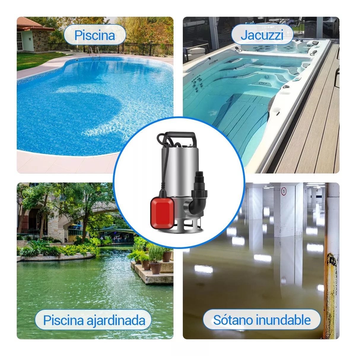 Bomba Sumergible Agua Sucia 1hp Uso Rudo 110v Con Línea 8m