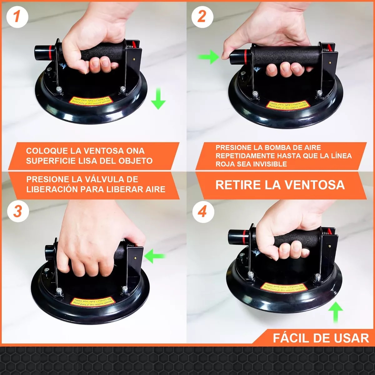 Chupones Para Vidrio Ventosa Vacío Neumático 200 Kg