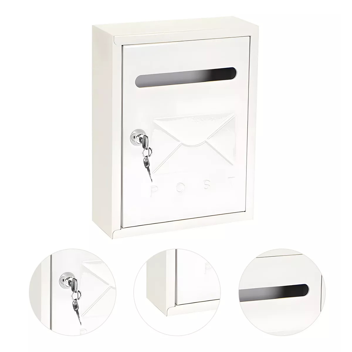 Buzón Hogar Cartas Correo Blanco Exterior Casa Y 2 Llave Plateado
