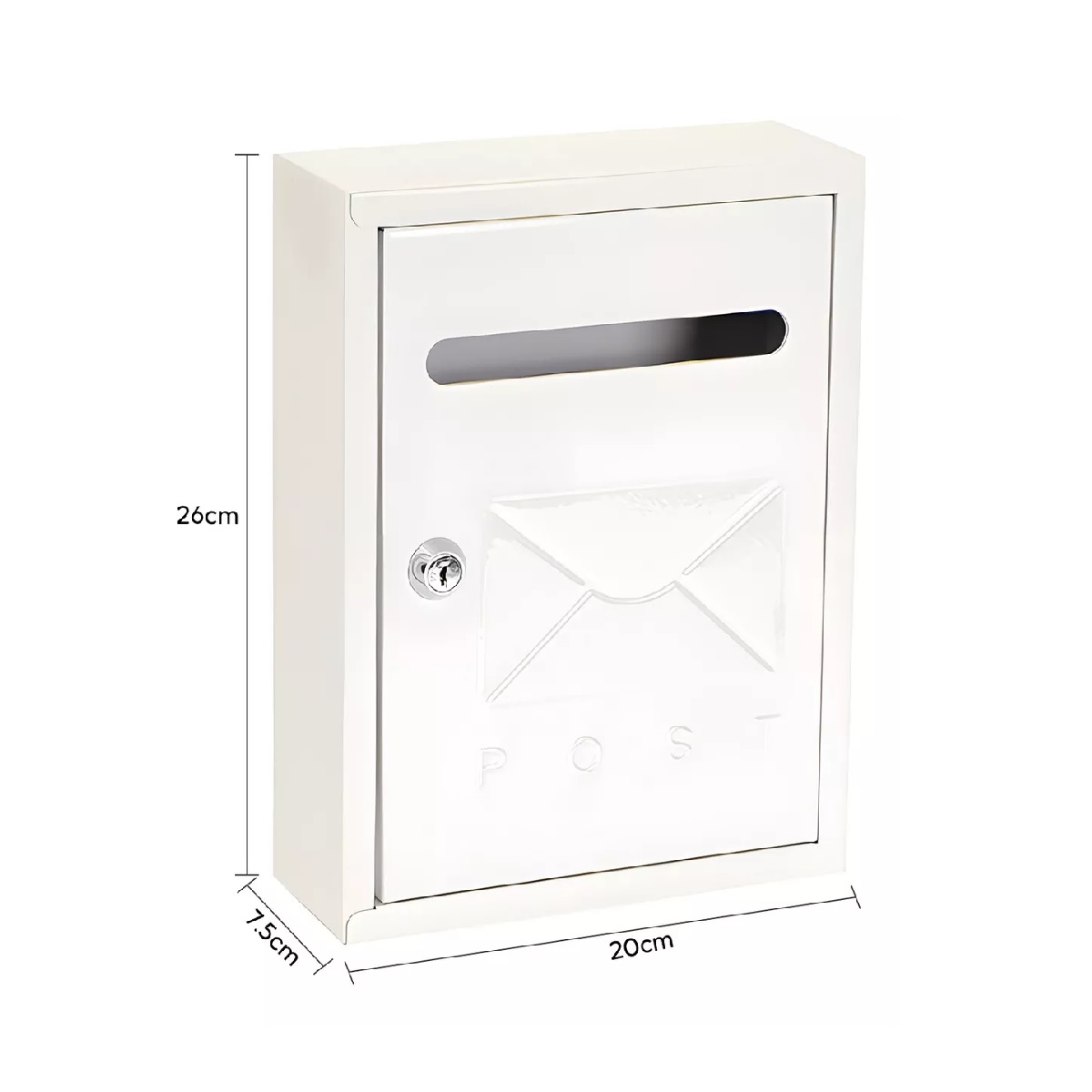 Buzón Hogar Cartas Correo Blanco Exterior Casa Y 2 Llave Plateado