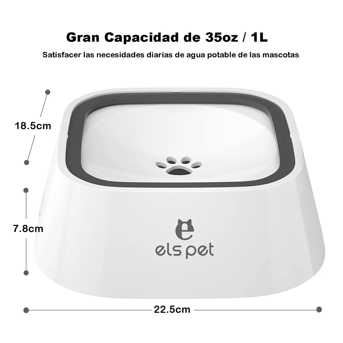Tazón de perro 1l sin fugas dispensador de agua para mascota Blanco