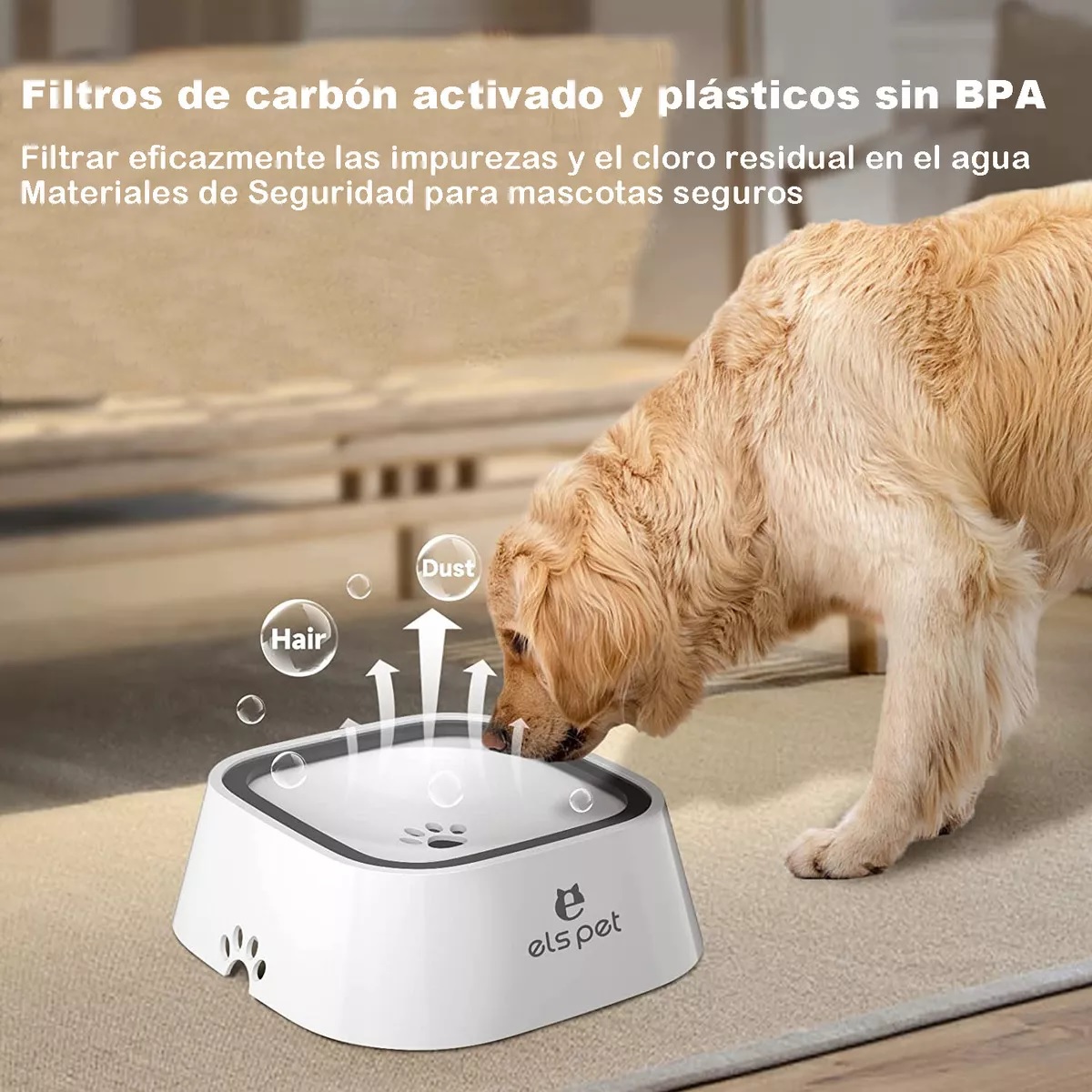 Tazón de perro 1l sin fugas dispensador de agua para mascota Blanco