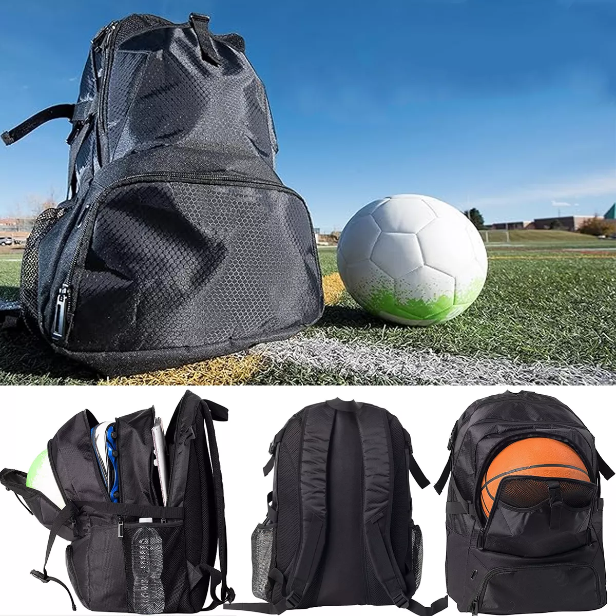 Mochila Deportiva , Mochila Impermeable, Mochila De Fútbol Negro