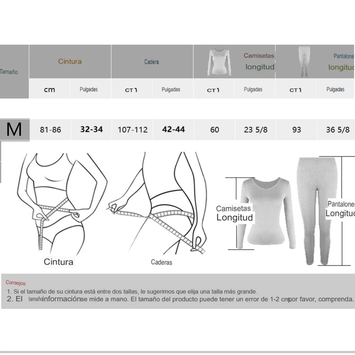 Ropa interior térmica mujer M negro pantalón blusa largos Tiempo frío conjunto completo uso diario
