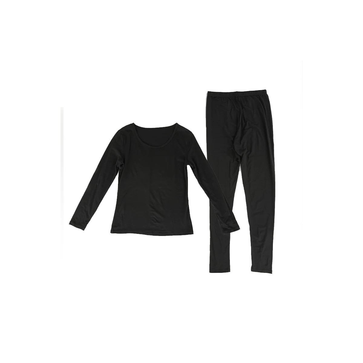 Ropa interior térmica mujer M negro pantalón blusa largos Tiempo frío conjunto completo uso diario